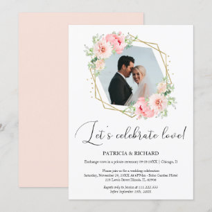 Laten we de liefde vieren Eloped Trouwreceptie Kaart