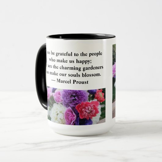 Laten we de mensen die ons gelukkig maken dankbaar mok (Voorkant links)