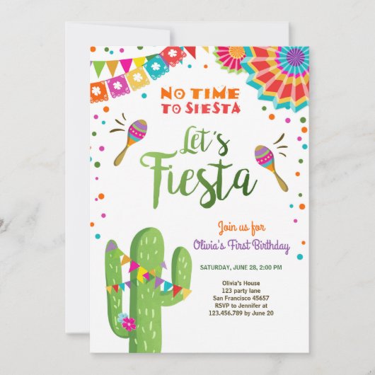 Laten we de Mexicaanse Birthday Cactus van Fiesta  Kaart (Voorkant)