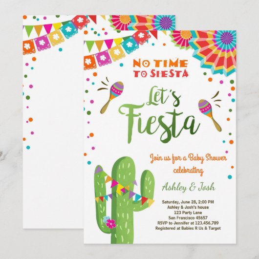 Laten we de Mexicaanse Cactus van Fiesta Baby show Kaart (Voorkant / Achterkant)