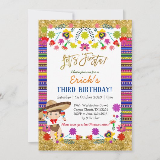 Laten we de Mexicaanse uitnodiging van het Kind Fi (Voorkant)