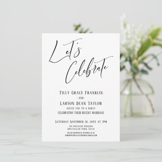 Laten we de moderne legante bruiloft vieren kaart (Staand voorkant)