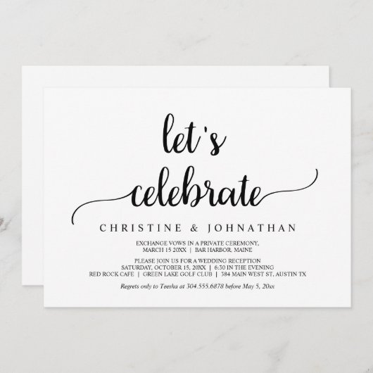 Laten we de moderne Rustic bruiloft vieren. Kaart (Voorkant / Achterkant)