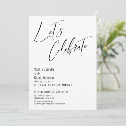 Laten we de moderne zwart-wit receptie vieren kaart (Staand voorkant)