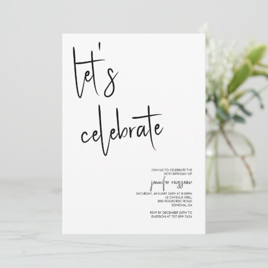 Laten we de moderne zwarte script vieren kaart (Staand voorkant)