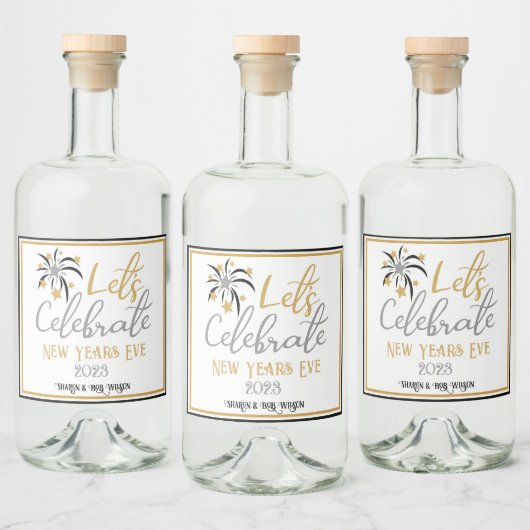 Laten we de nieuwjaars gouden zilver vieren likeurfles etiket (Flessen)