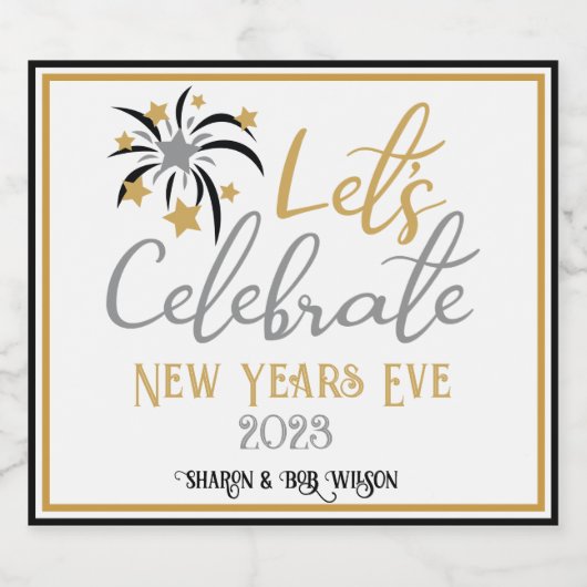 Laten we de nieuwjaars gouden zilver vieren likeurfles etiket (Enkel label)