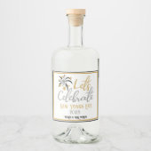 Laten we de nieuwjaars gouden zilver vieren likeurfles etiket (Voorkant)