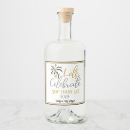 Laten we de nieuwjaars gouden zilver vieren likeurfles etiket