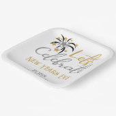 Laten we de nieuwjaars gouden zilver vieren papieren bordje (Gebogen)