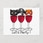 LATEN WE DE PARTIJ HALLOWEEN KOSTUME MASKS WINE GL UITNODIGING BRIEFKAART (Voorkant)