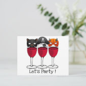 LATEN WE DE PARTIJ HALLOWEEN KOSTUME MASKS WINE GL UITNODIGING BRIEFKAART (Staand voorkant)