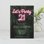 Laten we de Partij Moderne Neon 21ste verjaardag Kaart (Staand voorkant)
