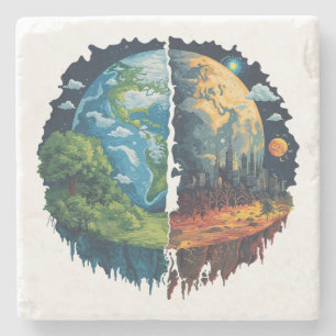 Laten we de planeet niet doden stenen onderzetter