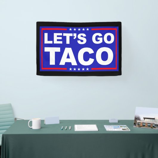 Laten we de politieke humor van Taco gebruiken Spandoek (Beurs)