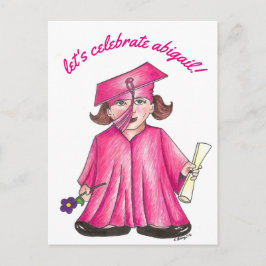 Laten we de Roze Afstudeerfeest Uitnodiging Vieren Briefkaart
