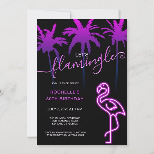 Laten we de roze neon Flamingo 30th Birthday laten Kaart (Voorkant)