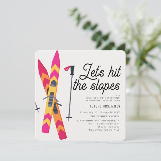 Laten we de Slopes Winter Ski Bachelorette party h Kaart (Staand voorkant)