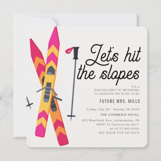 Laten we de Slopes Winter Ski Bachelorette party h Kaart (Voorkant)