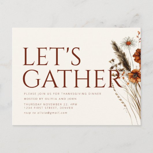 Laten we de Thanksgiving uitnodigen Briefkaart (Voorkant)