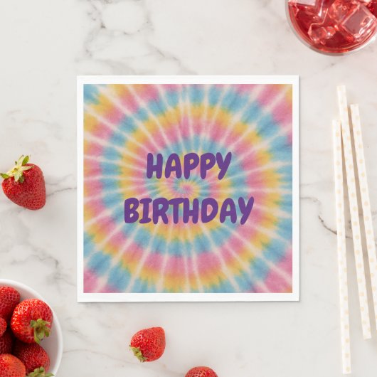 Laten we de Tie Dye Happy Birthday-servetten verzo Servet (Insitu)