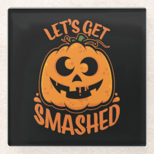 Laten we de tipsy Halloween Jack-O'-Lantern kapot  Glazen Onderzetter