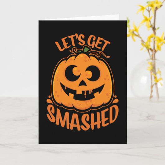 Laten we de tipsy Halloween Jack-O'-Lantern kapot  Kaart (Gele Bloem)