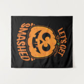 Laten we de tipsy Halloween Jack-O'-Lantern kapot  Wandkleed (Voorkant (horizontaal))