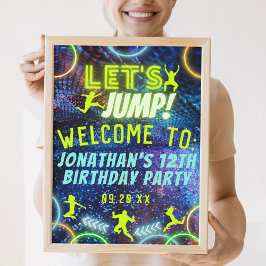 Laten we de Trampoline Neon Birthday Party Sign Poster
