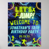 Laten we de Trampoline Neon Birthday Party Sign Poster (Voorkant)