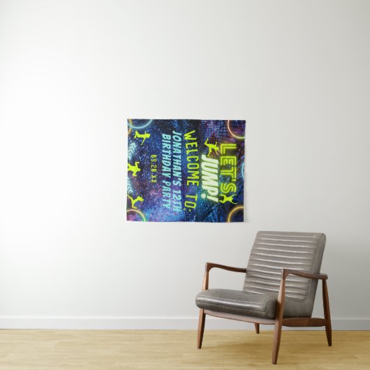 Laten we de Trampoline Neon Birthday Party Sign Wandkleed (In Situ (horizontaal))