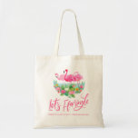 Laten we de Tropische Bachelorette Canvas tas Flam<br><div class="desc">Deze tropische "laten flamingle" flamingingingle canvas tas met de naam flamingo zou perfect zijn op een bachelorette,  maar de douanetekst maakt het voor elke gelegenheid werken!</div>