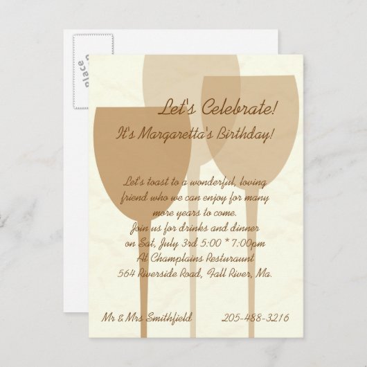 Laten we de uitnodiging van Birthday vieren (Voorkant / Achterkant)