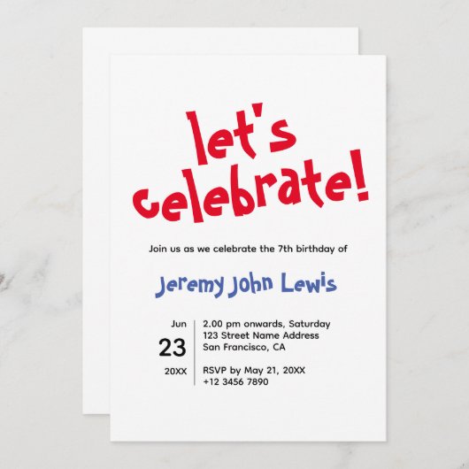 Laten we de uitnodiging van Birthday vieren (Voorkant / Achterkant)