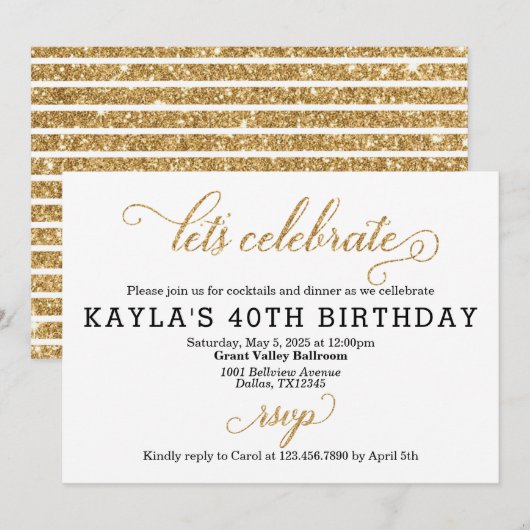 Laten we de uitnodiging van Birthday vieren (Voorkant / Achterkant)