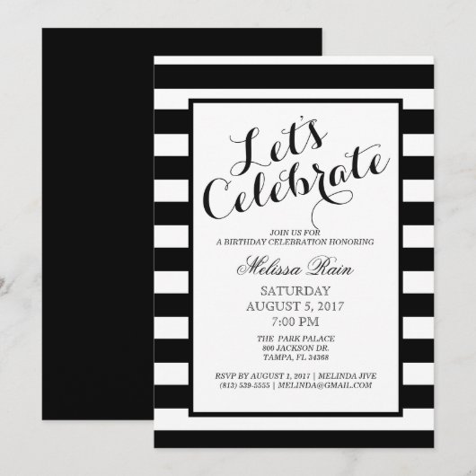 Laten we de uitnodiging van Birthday vieren (Voorkant / Achterkant)