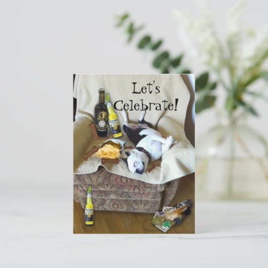 Laten we de uitnodiging van Boston Terrier Party v (Staand voorkant)