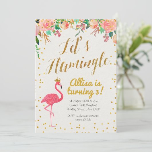 Laten we de uitnodiging van de Birthday in Flaming (Staand voorkant)