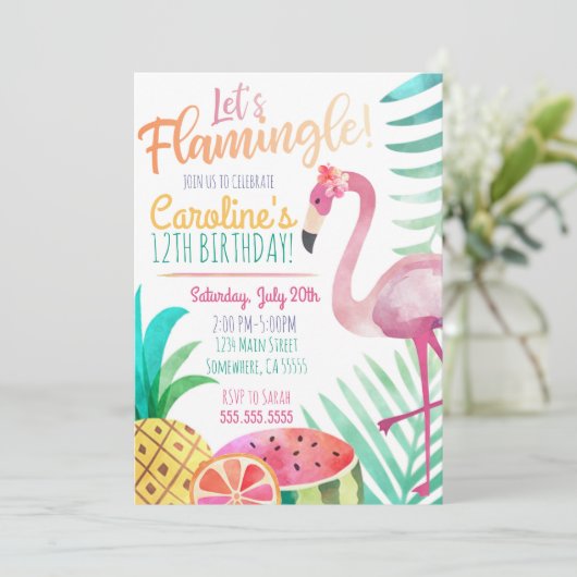 Laten we de uitnodiging van de Birthday-partij vie (Staand voorkant)