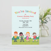 Laten we de uitnodiging van de Birthday Party afsp (Staand voorkant)