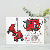 Laten we de uitnodiging van de Birthday Roll Skati (Staand voorkant)