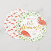 Laten we de uitnodiging van de Flamingle-partij - (Voorkant / Achterkant)