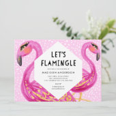 Laten we de uitnodiging van de Flamingle Party afs (Staand voorkant)