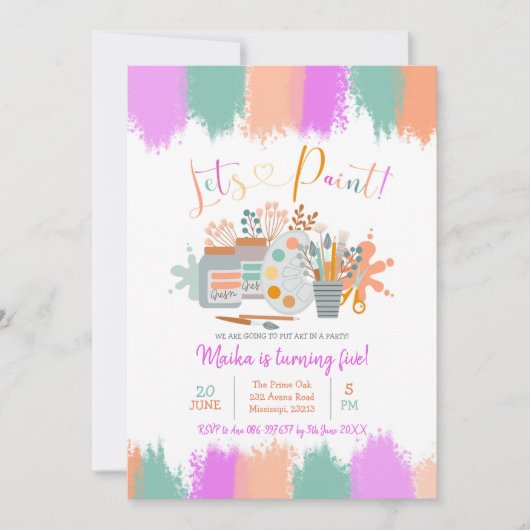 Laten we de uitnodiging van de Kunst van de Verjaa (Voorkant)