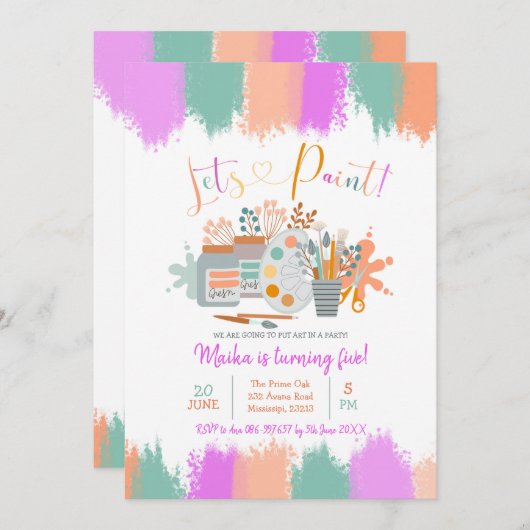 Laten we de uitnodiging van de Kunst van de Verjaa (Voorkant / Achterkant)