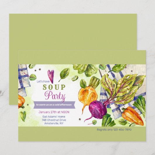 Laten we de uitnodiging van de Soup Party hebben (Voorkant / Achterkant)