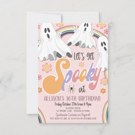 Laten we de uitnodiging van de 'Spooky Birthday' h (Voorkant)