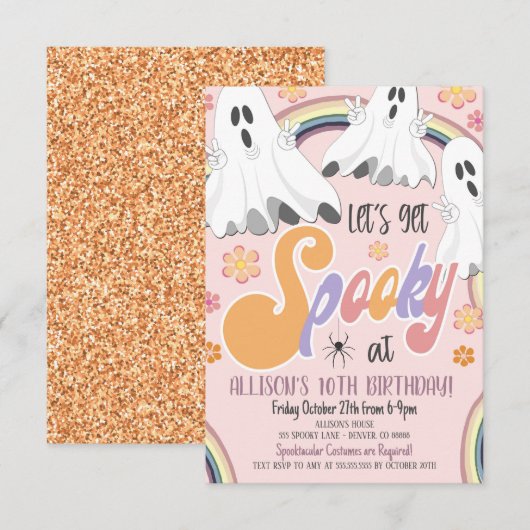 Laten we de uitnodiging van de 'Spooky Birthday' h (Voorkant / Achterkant)