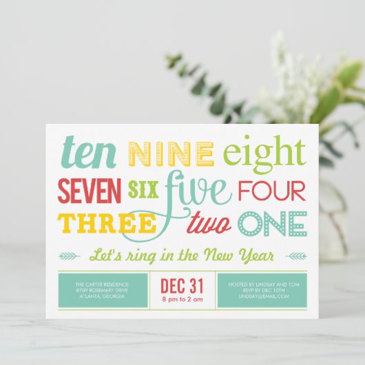 Laten we de uitnodiging van het nieuwjaarsfeest af (Staand voorkant)