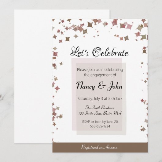 Laten we de uitnodiging voor een verlovingsfeest v (Voorkant / Achterkant)